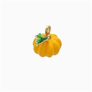 Copper Pumpkin Pendant Yellow Enamel Gold Plated, approx 11mm