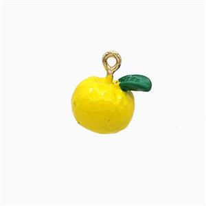 Copper Lemon Pendant Yellow Enamel Gold Plated, approx 11mm
