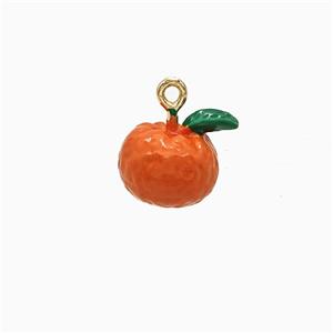 Copper Lemon Pendant Red Enamel Gold Plated, approx 11mm