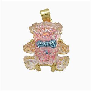 Acrylic Bear Pendant Copper Gold Plated, approx 15mm