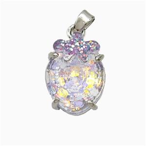 Acrylic Oval Pendant With Starfish Copper Platinum Plated, approx 12-16mm