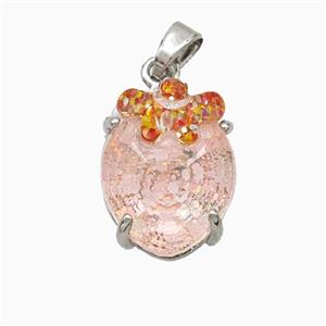 Acrylic Oval Pendant With Starfish Copper Platinum Plated, approx 12-16mm