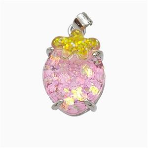 Acrylic Oval Pendant With Starfish Copper Platinum Plated, approx 12-16mm