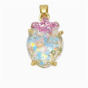 Acrylic Oval Pendant With Starfish Copper Gold Plated, approx 12-16mm