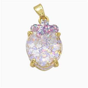 Acrylic Oval Pendant With Starfish Copper Gold Plated, approx 12-16mm