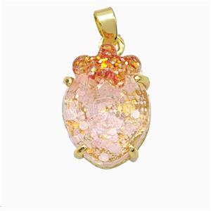 Acrylic Oval Pendant With Starfish Copper Gold Plated, approx 12-16mm