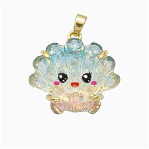 Scallop Shell Charms Acrylic Pendant Copper Platinum Plated, approx 18-22mm