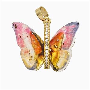 Acrylic Butterfly Pendant Copper Gold Plated, approx 17-23mm