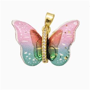 Acrylic Butterfly Pendant Copper Gold Plated, approx 17-23mm