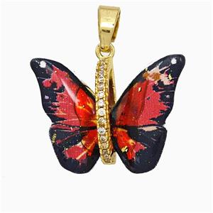 Acrylic Butterfly Pendant Copper Gold Plated, approx 17-23mm