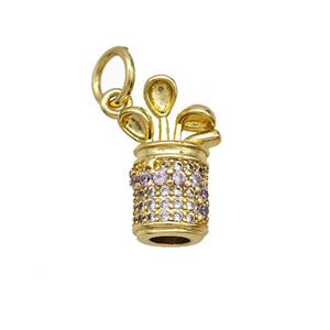Golf Bag Charms Copper Pendant Pave Zirconia Gold Plated, approx 7-16mm