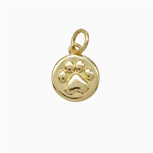 Paws Charms Copper Pendant Gold Plated, approx 9.5mm