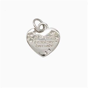 Copper Heart Pendant Dream Platinum Plated, approx 11mm