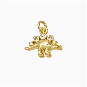 Copper Dinosaur Pendant Pave Zirconia Gold Plated, approx 8-12.5mm