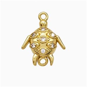 Copper Tortoise Connector Pave Zirconia Gold Plated, approx 14-15mm