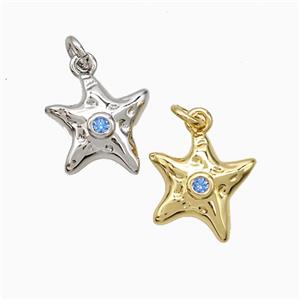 Copper Starfish Pendant Pave Zirconia Mixed, approx 11-12mm