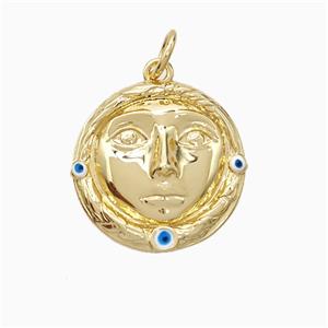 Copper Human-head Pendant Gold Plated, approx 16mm