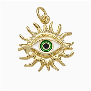 Copper Evil Eye Pendant Enamel Gold Plated, approx 16-18mm