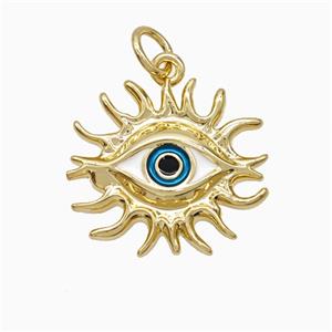 Copper Evil Eye Pendant Enamel Gold Plated, approx 16-18mm