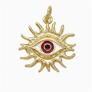 Copper Evil Eye Pendant Enamel Gold Plated, approx 16-18mm