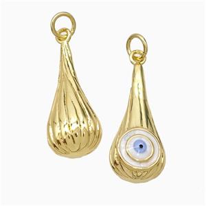 Copper Teardrop Pendant With Evil Eye Enamel Gold Plated, approx 9.5-21mm