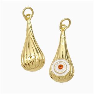 Copper Teardrop Pendant With Evil Eye Enamel Gold Plated, approx 9.5-21mm