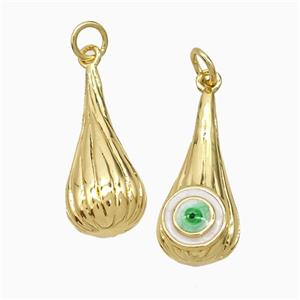 Copper Teardrop Pendant With Evil Eye Enamel Gold Plated, approx 9.5-21mm