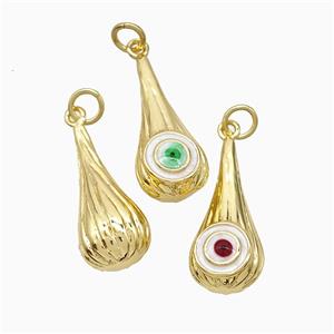 Copper Teardrop Pendant With Evil Eye Enamel Gold Plated Mixed, approx 9.5-21mm