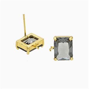 Copper Stud Earrings Pave Crystal Glass Gold Plated, approx 8-10mm
