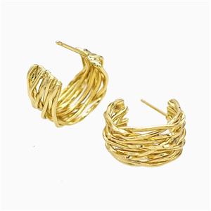 Copper Stud Earrings Gold Plated, approx 10mm, 18mm dia