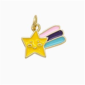 Copper Star Pendant Multicolor Enamel Gold Plated, approx 10-15mm