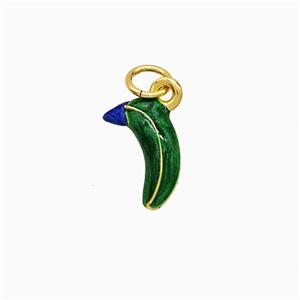 Copper Banana Pendant Green Enamel Gold Plated, approx 6-11mm