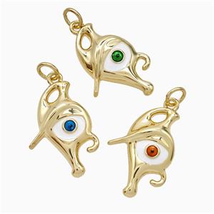 Copper Evil Eye Pendant Enamel Gold Plated Mixed, approx 14-21mm
