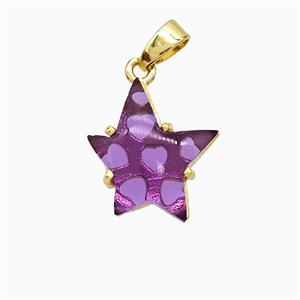 Purple Resin Star Pendant Copper Gold Plated Mixed, approx 13-14mm