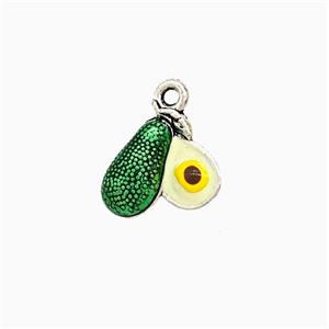 Copper Pear Pendant Green Painted Platinum Plated, approx 10-12mm
