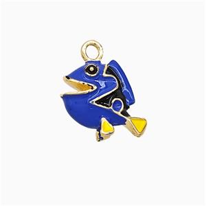 Copper Shark Pendant Blue Enamel Gold Plated, approx 11-14mm