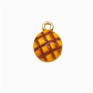 Pineapple Charms Copper Pendant Brown Enamel Gold Plated, approx 9-10mm