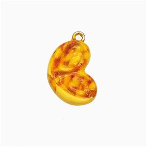 Eggtart Charms Copper Heart Pendant Yellow Enamel Gold Plated, approx 9.5-13.5mm