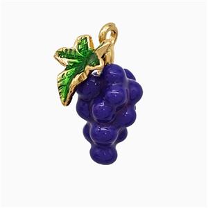 Copper Grapebunch Pendant Purple Enamel Gold Plated, approx 9-17mm