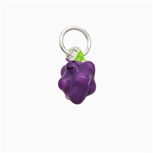 Copper Grape Pendant Purple Enamel Platinum Plated, approx 8-12mm