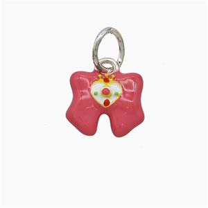 Copper Awareness Ribbons Pendant Pink Enamel Platinum Plated, approx 10-12mm