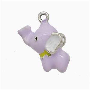 Copper Elephant Pendant Lavender Enamel Platinum Plated, approx 10-17mm