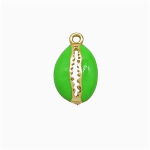 Copper Scallop Pendant Green Enamel Gold Plated, approx 9-13mm
