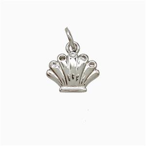 Copper Scallop Pendant Pave Zirconia Platinum Plated, approx 8-11mm