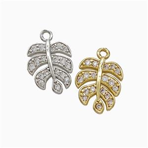 Copper Leaf Pendant Pave Zirconia Mixed, approx 10-12mm