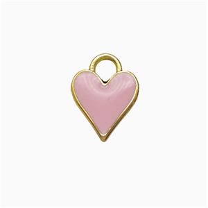 Copper Heart Pendant Pink Enamel Gold Plated, approx 9mm