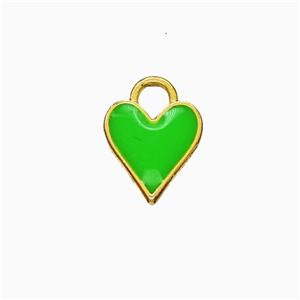 Copper Heart Pendant Green Enamel Gold Plated, approx 9mm