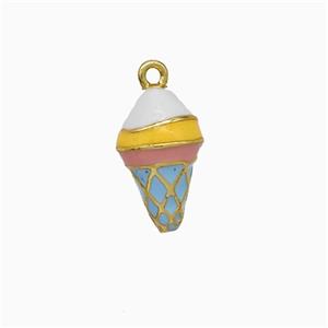 Ice Cream Charms Copper Pendant Multicolor Enamel Gold Plated, approx 8-14mm