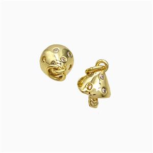 Copper Mushroom Pendant Pave Zirconia Gold Plated, approx 7mm