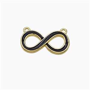 Copper Infinity Pendant Black Enamel 2loops Gold Plated, approx 8-16mm